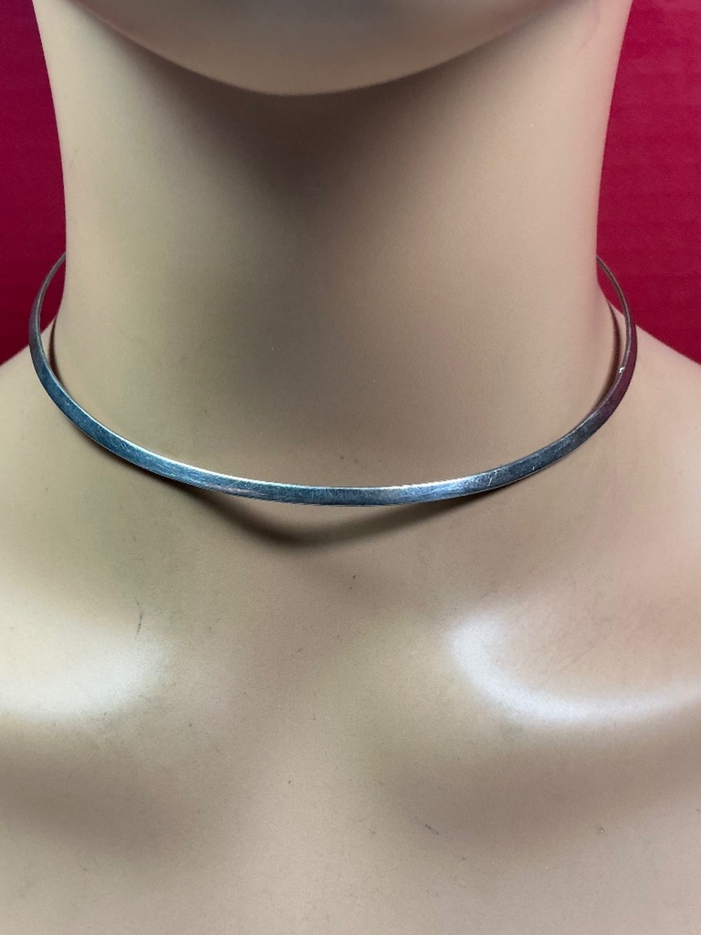 HAN Italian Sterling Silver Rigid Choker Necklace. 5 inch diameter